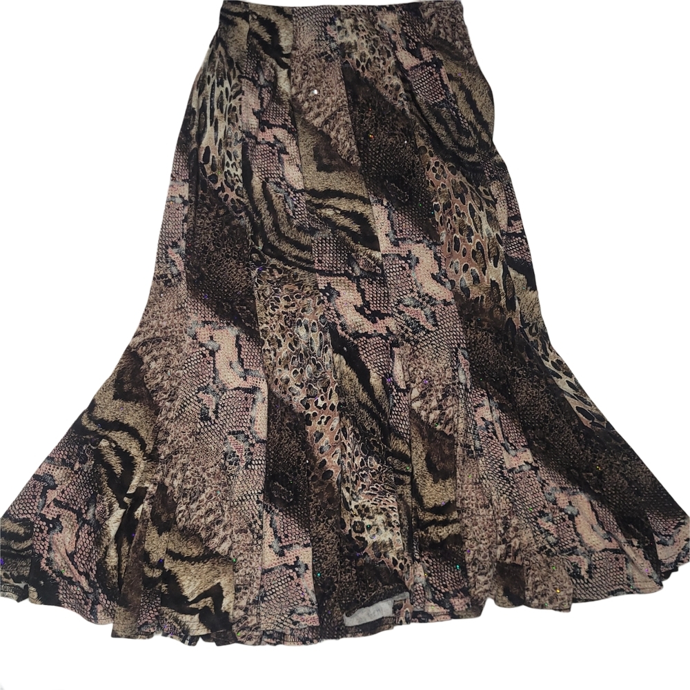 Joseph Ribkoff Vintage 90's Animal Print Fit & Flare Skirt Size 12